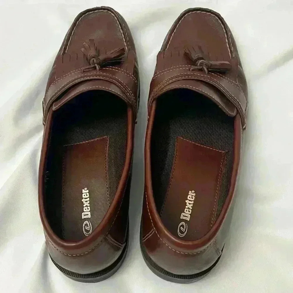 Dexter- Men’s Tassel Loafers-Leather- Brown- 11 - Picture 3 of 9